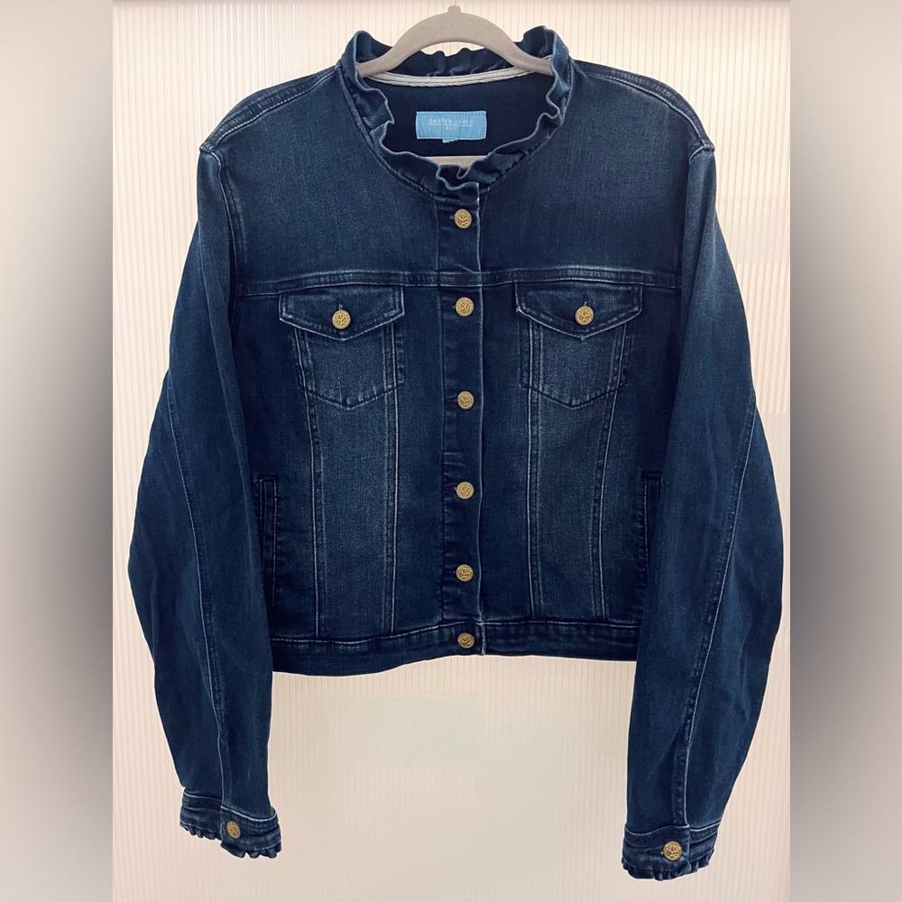 Draper James RSVP Ruffle Trim Denim Jean Jacket | Size XL